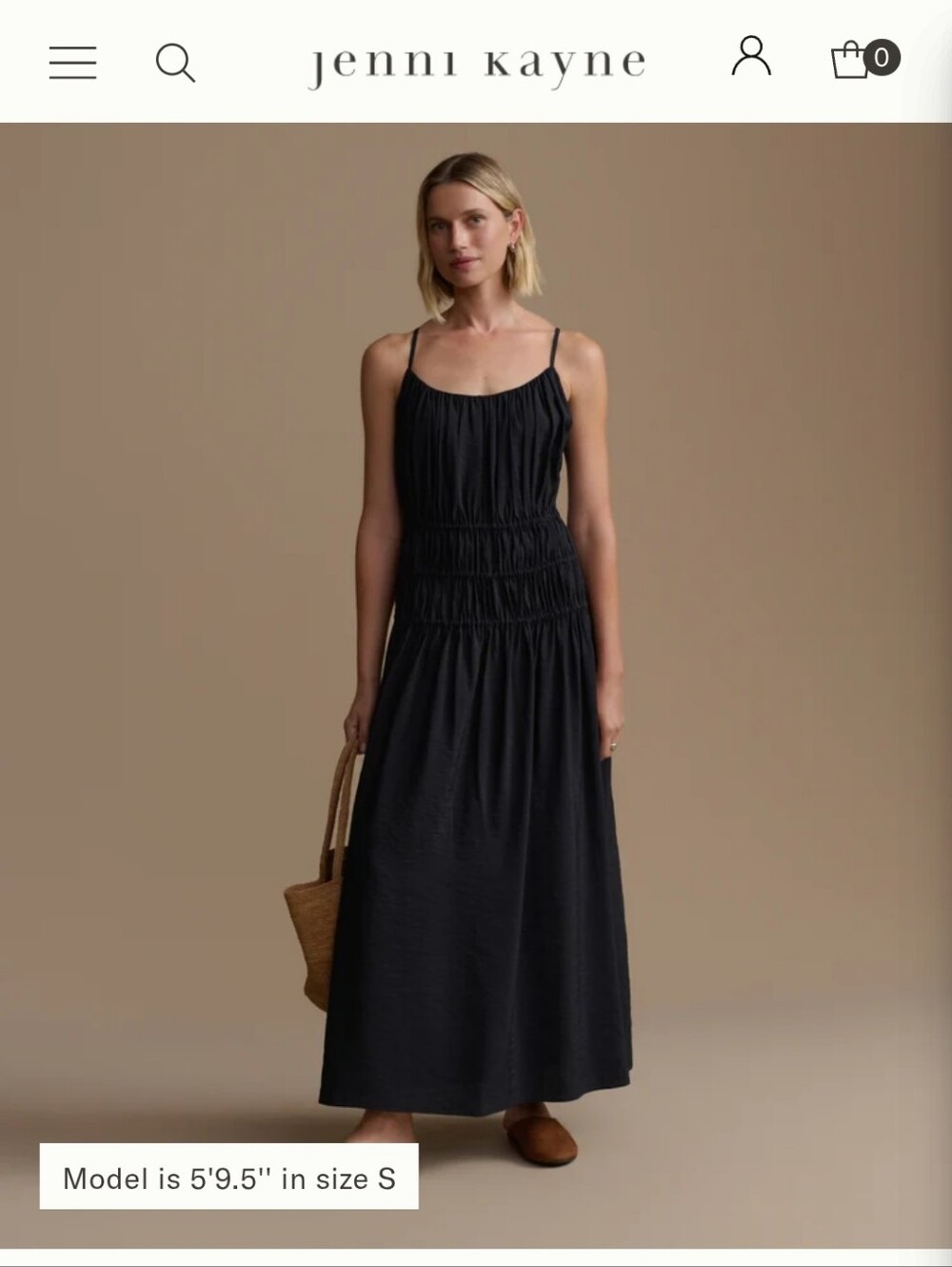 NWT Jenni Kayne Wynn Black Smocked Maxi with Spaghetti Straps